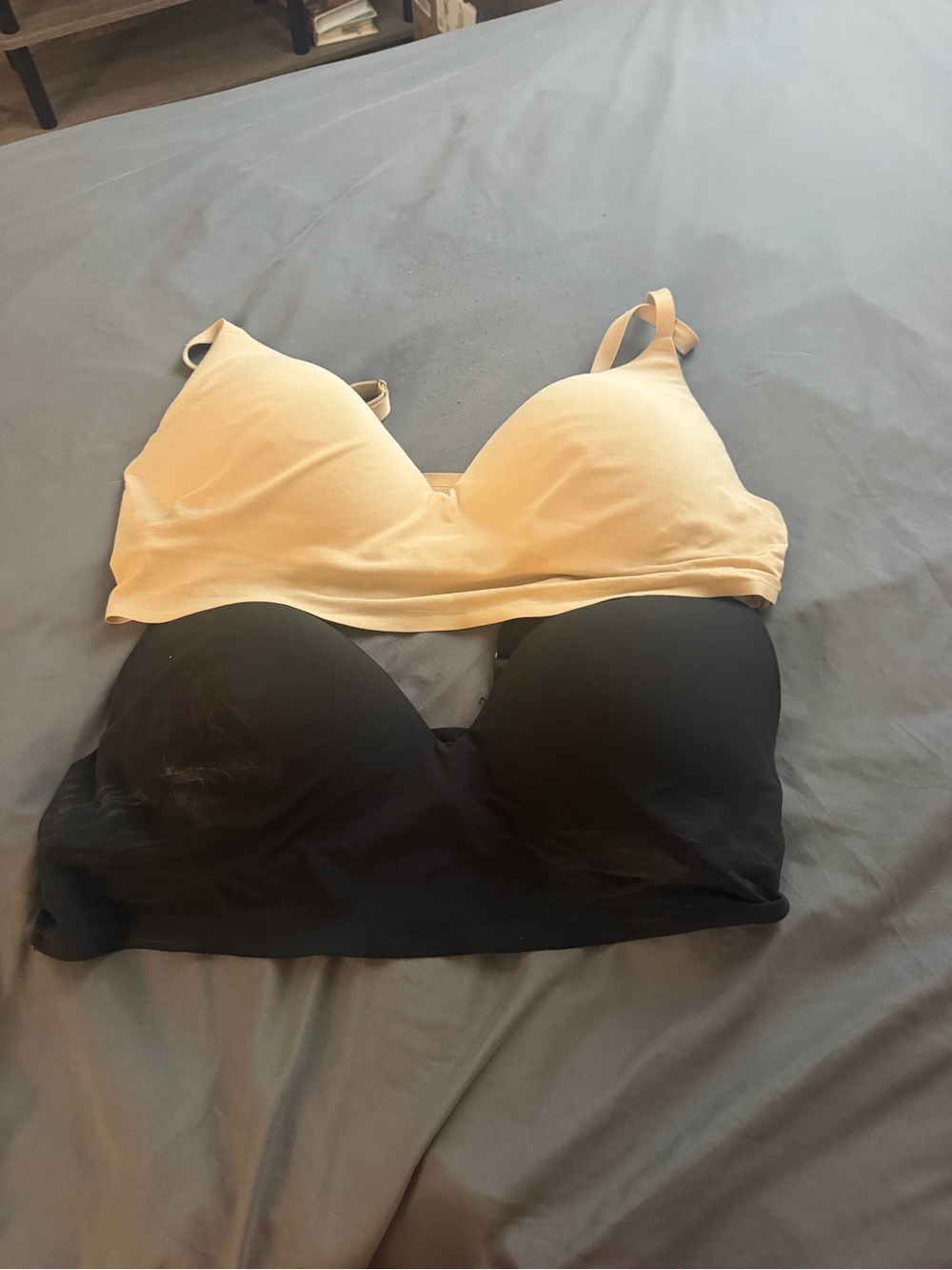 PINK Victoria's Secret Two-Pack Wireless Bralettes in Beige and Black